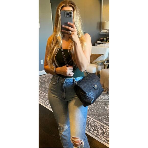 Chanel Navy Lambskin Classic Jumbo Single Flap Bag - Picture 4 of 16